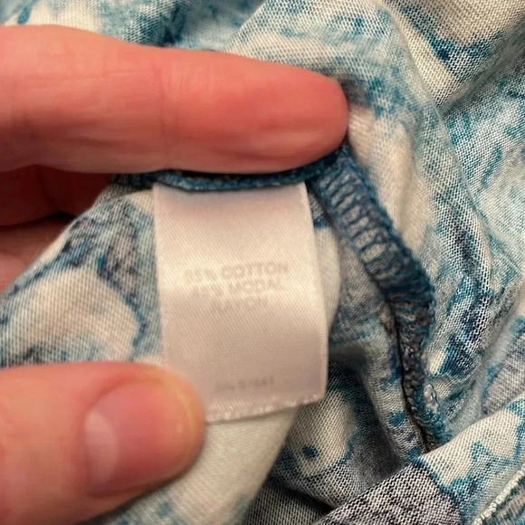 Pure Jill teal and white patterned tunic with pockets size L - Picture 5 of 6